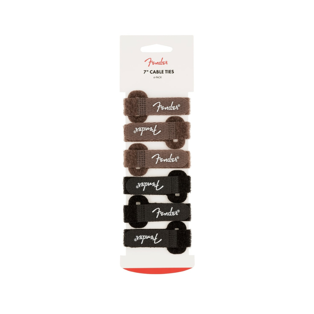 Fender Cable Ties 7", 3 Black and 3 Brown