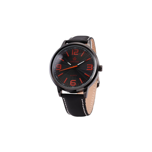 Ρολόι ORKINA Mens Lady Big White Dial Leather Sport Quartz Wrist Watch