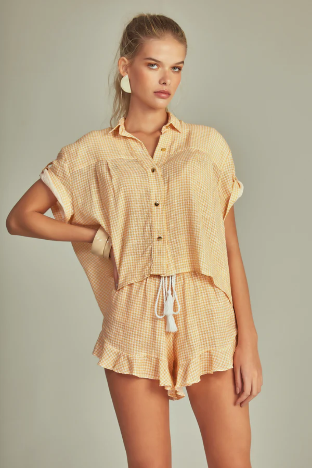 RUFFLE SHORTS PIED DE POULE