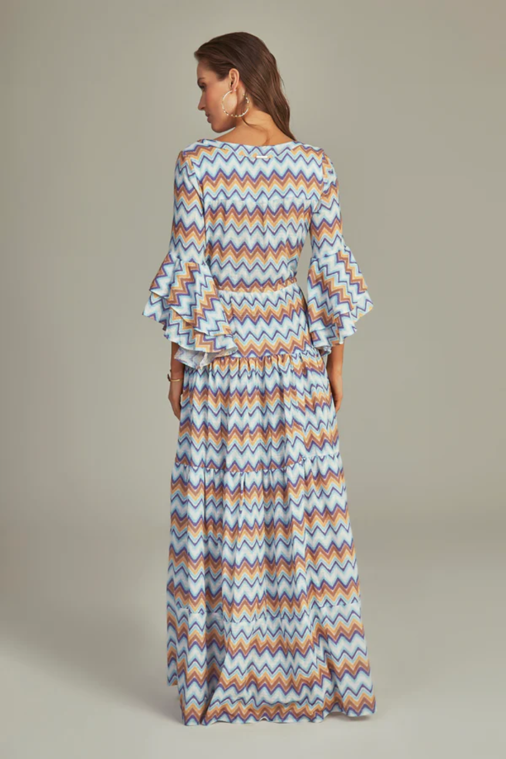 GISELE DRESS BLUE CHEVRON PRINT