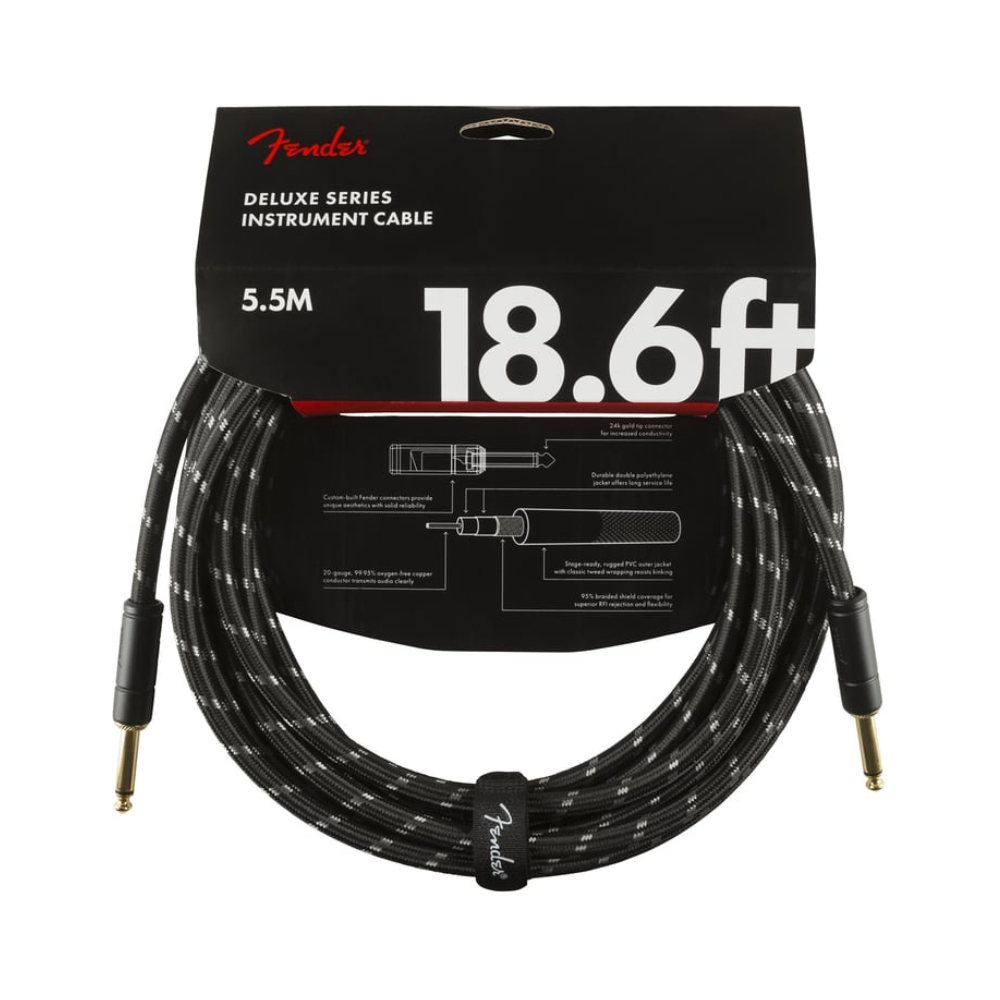 Fender Deluxe 18.6' Instrument Cable Black Tweed