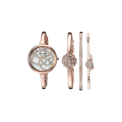 Ρολόι Anne Klein Swarovski Crystal Accented Rose Gold-Tone Bangle Ladies Watch and Bracelet Set