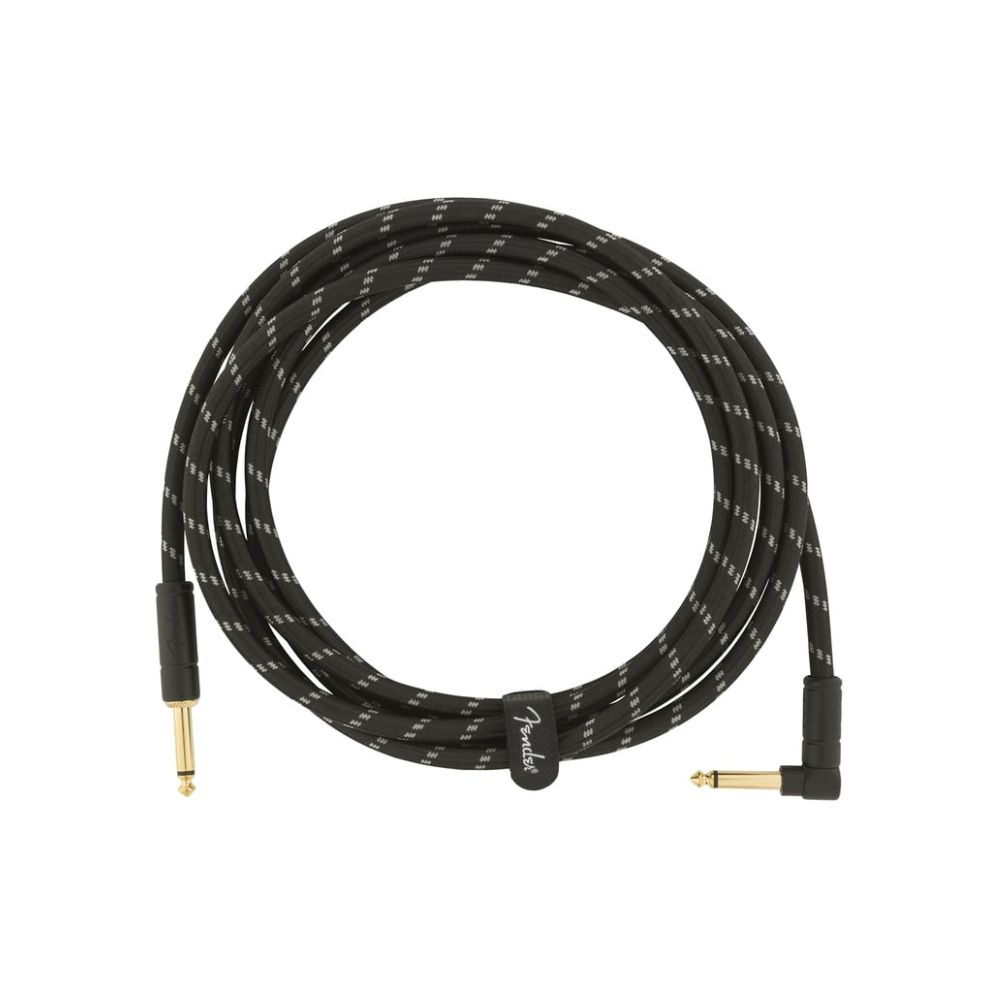 Fender Deluxe 10' Angle Instrument Cable Black Tweed