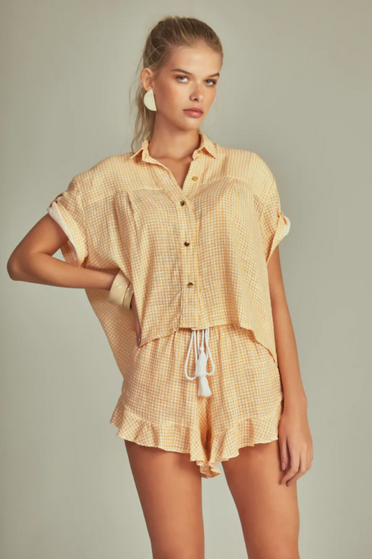 RUFFLE SHORTS PIED DE POULE