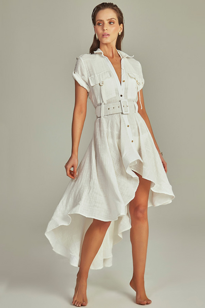 MIDI TRENCH DRESS IN WHITE