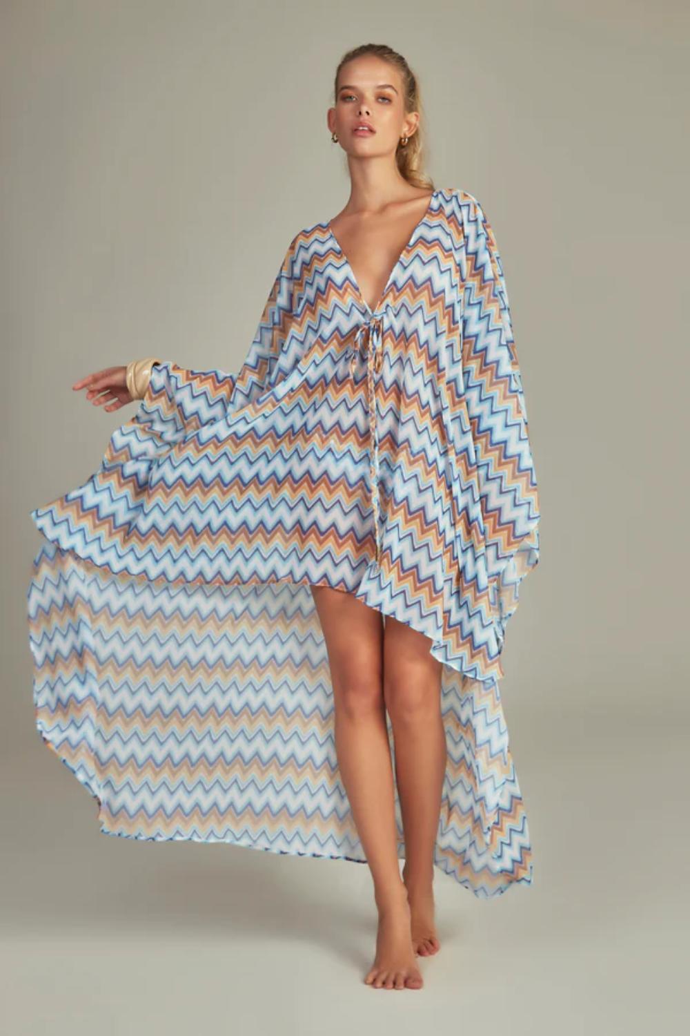 KAFTAN MARESIAS IN BLUE CHEVRON PRINT