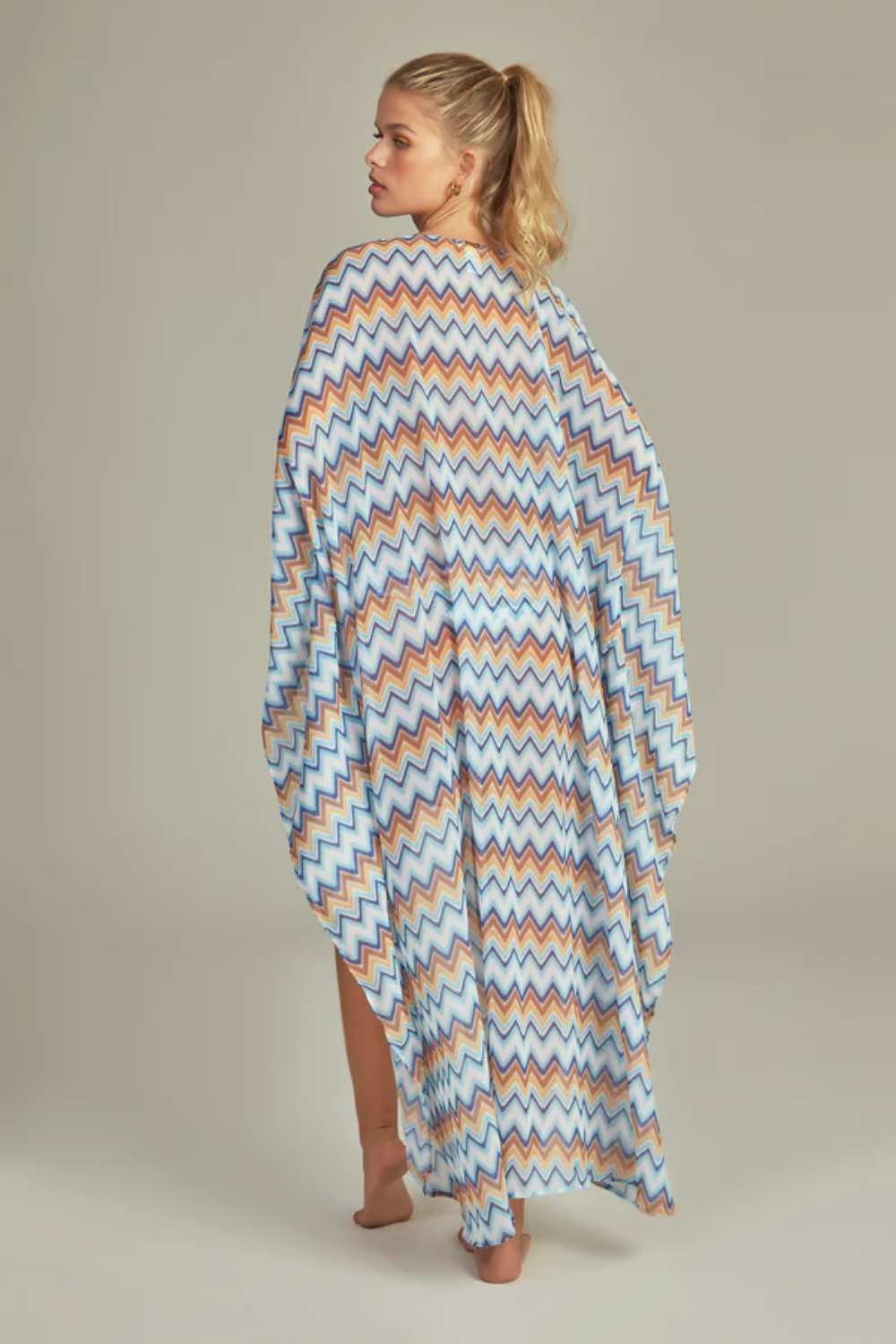 KAFTAN MARESIAS IN BLUE CHEVRON PRINT