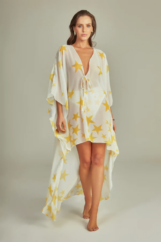 KAFTAN MARESIAS IN YELLOW STAR PRINT