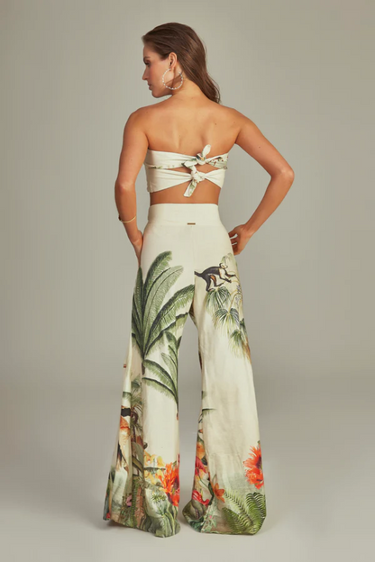 CROPPED BUSTIER TROPICAL PARADISE PRINT