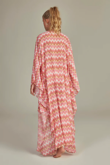 MARESIAS KAFTAN PINK CHEVRON PRINT