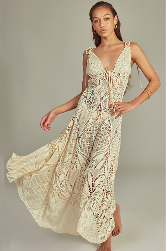 NICOLE DRESS IN BEIGE LACE